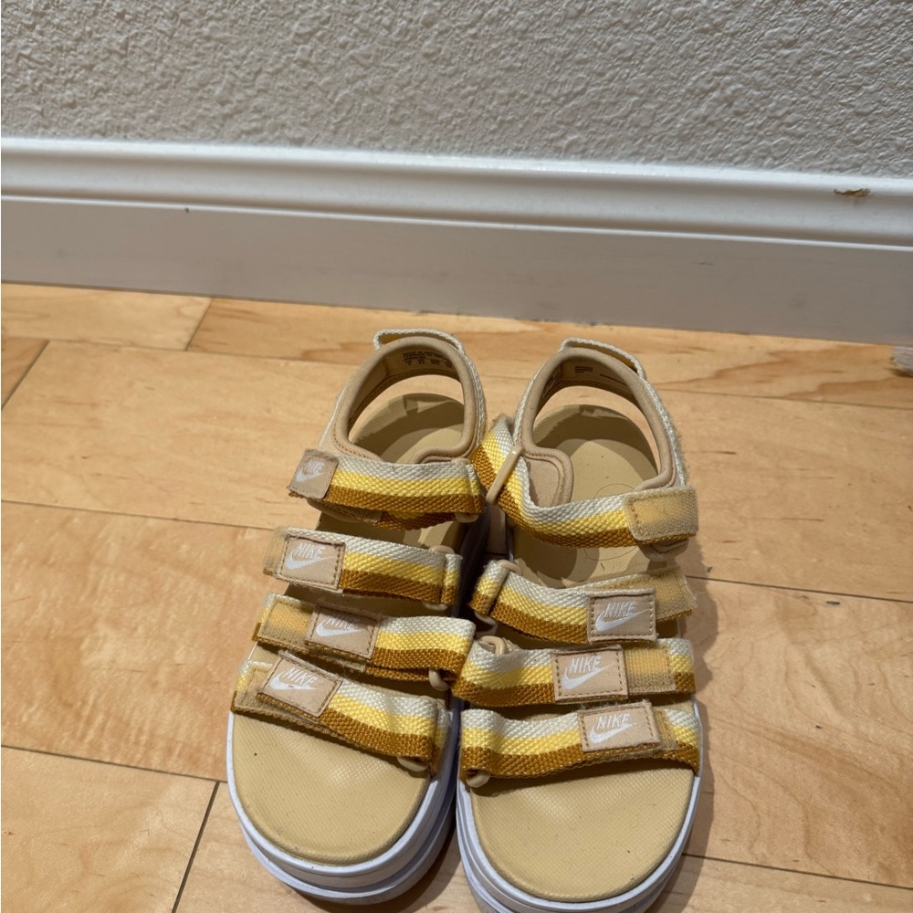 Nike women Yellow and White Strap Sneakers